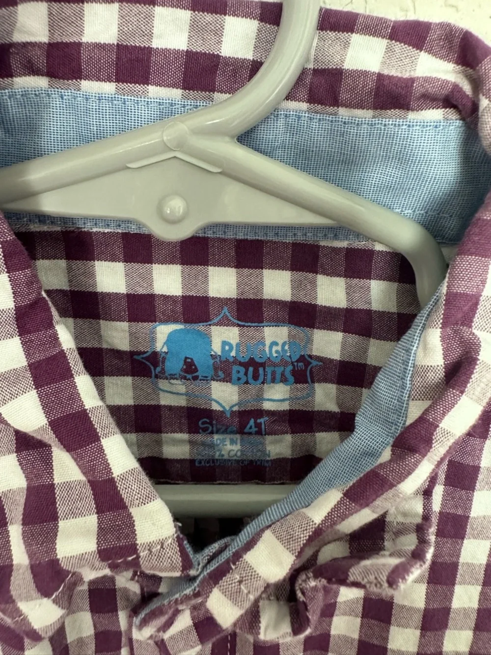 Kids Purple Gingham Button-Down Shirt with Light Blue Pocket